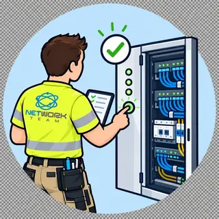 Technik uruchamia i sprawdza gotową instalację