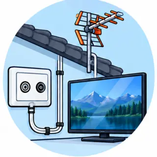 Instalacja antenowa, gniazdo RTV i telewizor